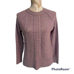 J Crew Womens XXS Wool Crew Neck Sweater Light Purple Pink Melange Open‎ Knit
